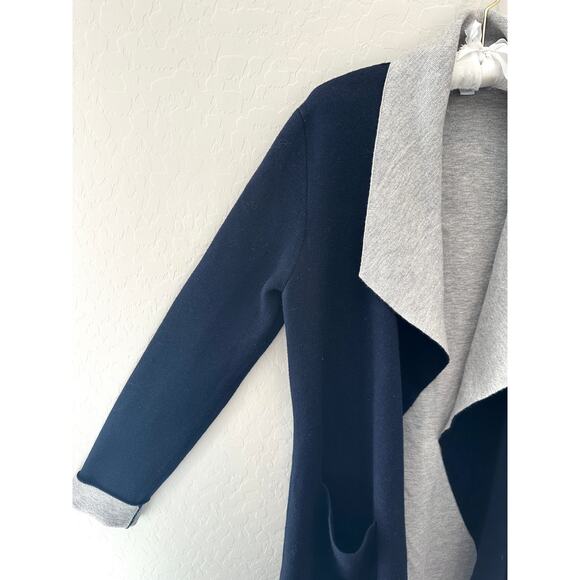 BODEN | Open Front Wool Blend Sweater Cardigan Navy Blue & Gray | Small - Picture 4 of 8